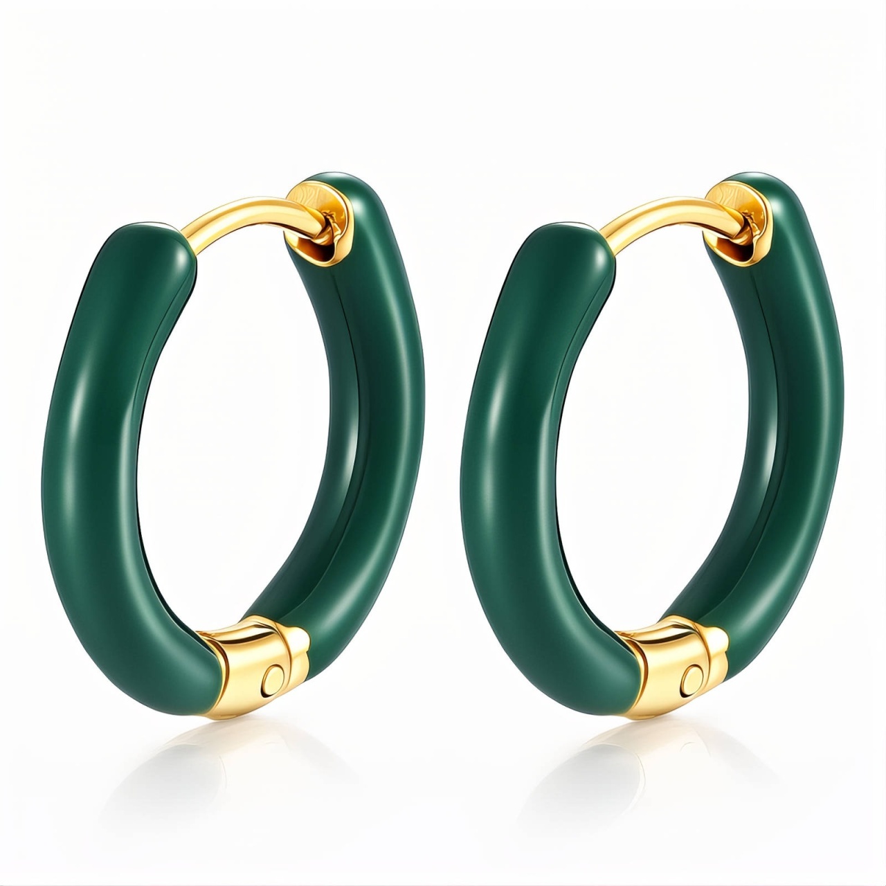 Cercei Duce Green din Inox placați cu Aur 18K
