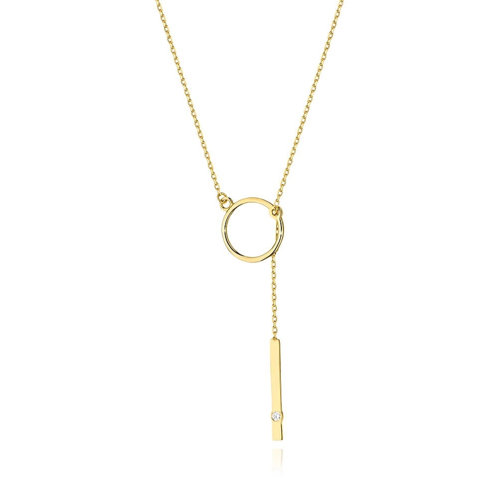 Colier Aur 14K cu Diamant Natural 0.01 ct