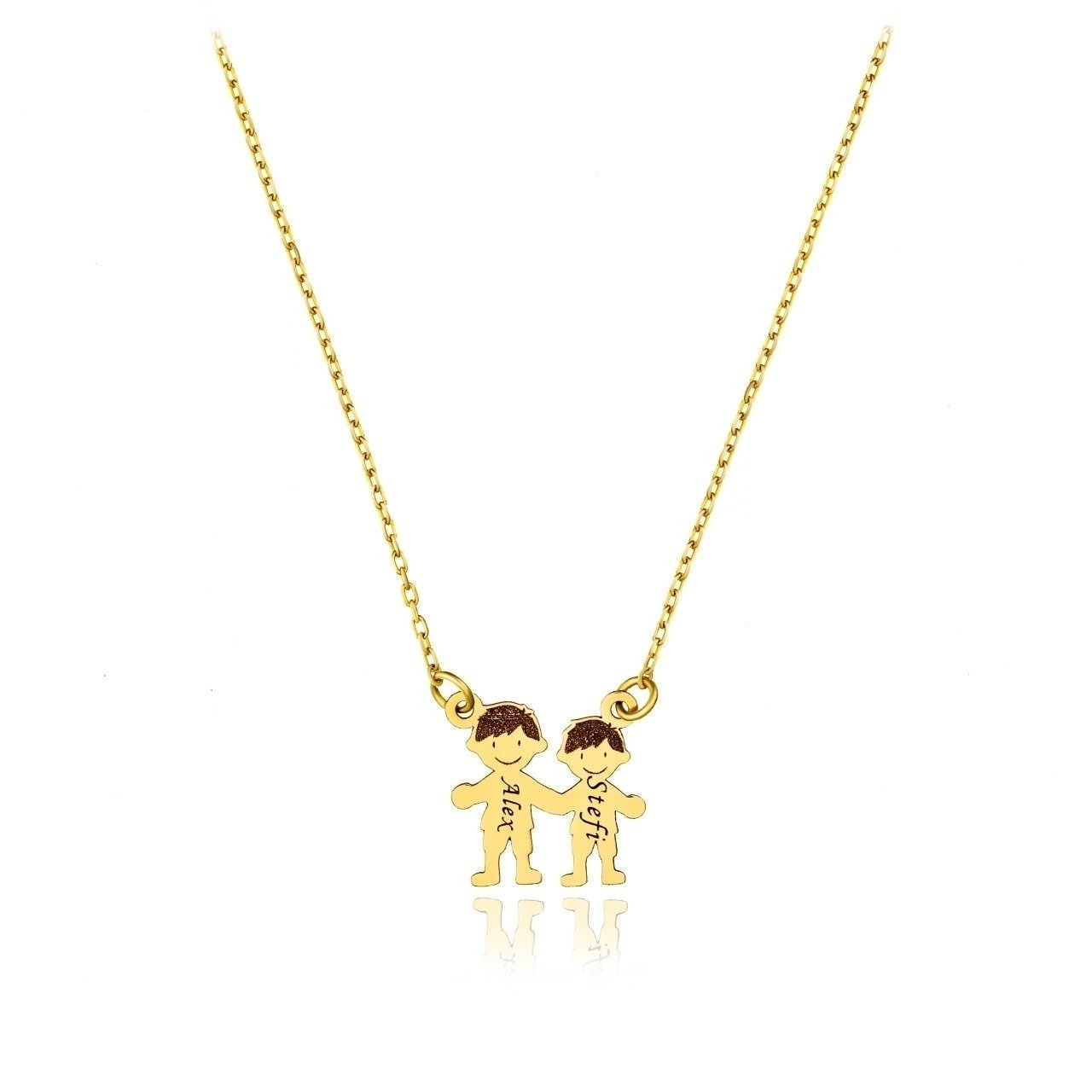 Colier din aur 14k cu 2 copii personalizat la comanda