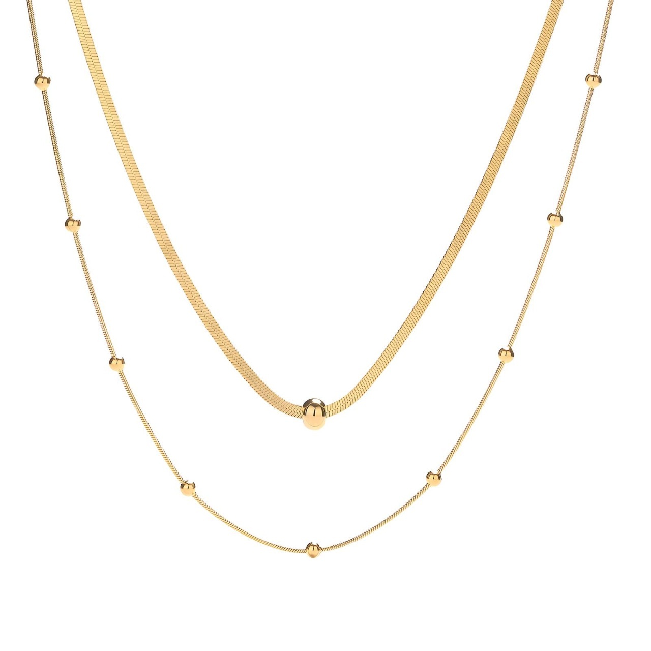 Colier Dublu Missy din Inox placat cu AUR 18K
