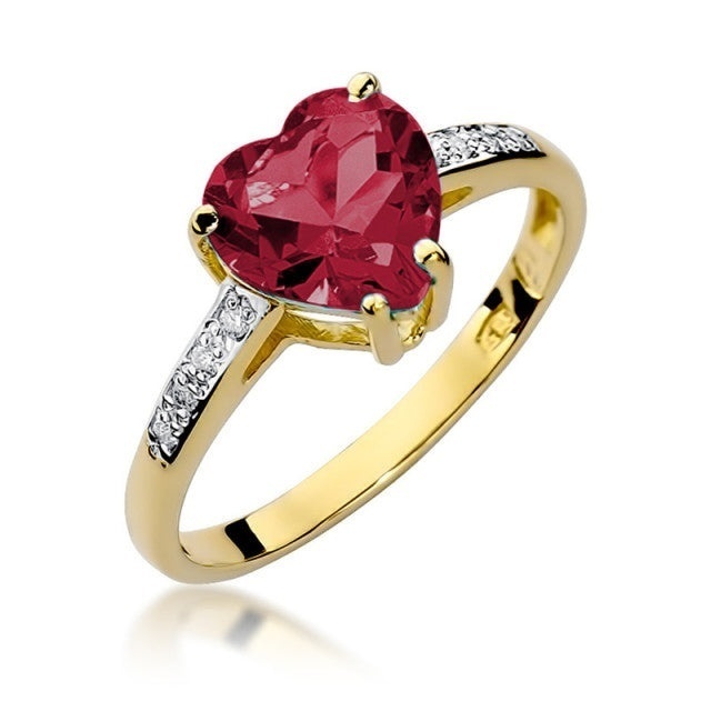 Inel Aur 14K cu Rubin 1.70 ct si Diamante Naturale 0.04 ct