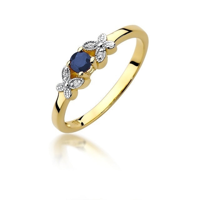 Inel Aur 14K cu Safir 0.15 ct si Diamante Naturale 0.02 ct