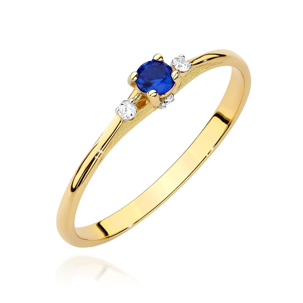Inel Aur 14K cu Safir 0.15 ct si Diamante Naturale 0.05 ct