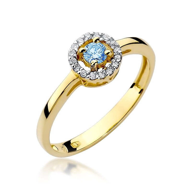 Inel Aur 14K cu Topaz Swiss 0.15 ct si Diamante Naturale 0.08 ct