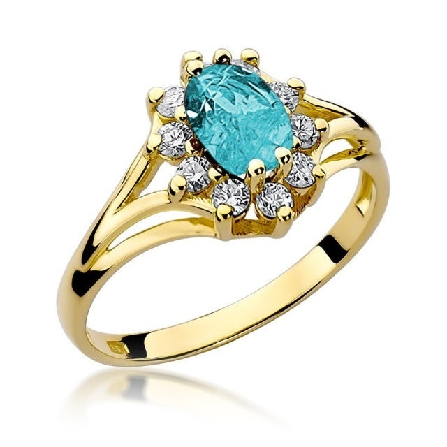Inel Aur 14K cu Topaz Swiss 0.90 ct si Diamante Naturale 0.30 ct