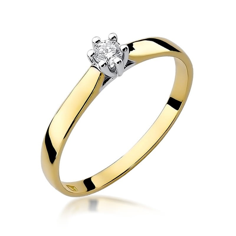 Inel Aur 9K cu Diamant Natural 0.08 ct