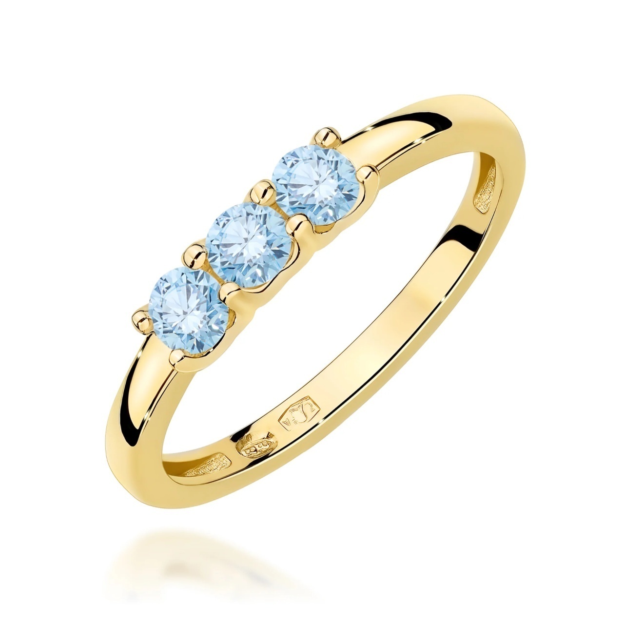 Inel Aur 9K cu Diamante Albastre de Laborator 0.30 ct