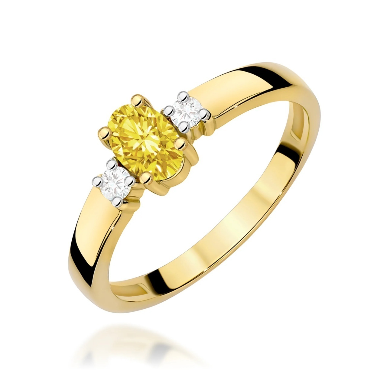 Inel Aur 9K cu Diamante Galbene de Laborator 0.58 ct