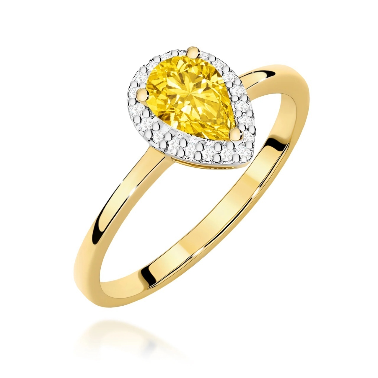 Inel Aur 9K cu Diamante Galbene de Laborator 0.60 ct