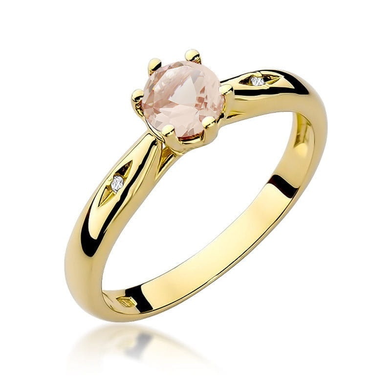 Inel Aur 9K cu Morganit 0.40 ct si Diamante Naturale 0.01 ct