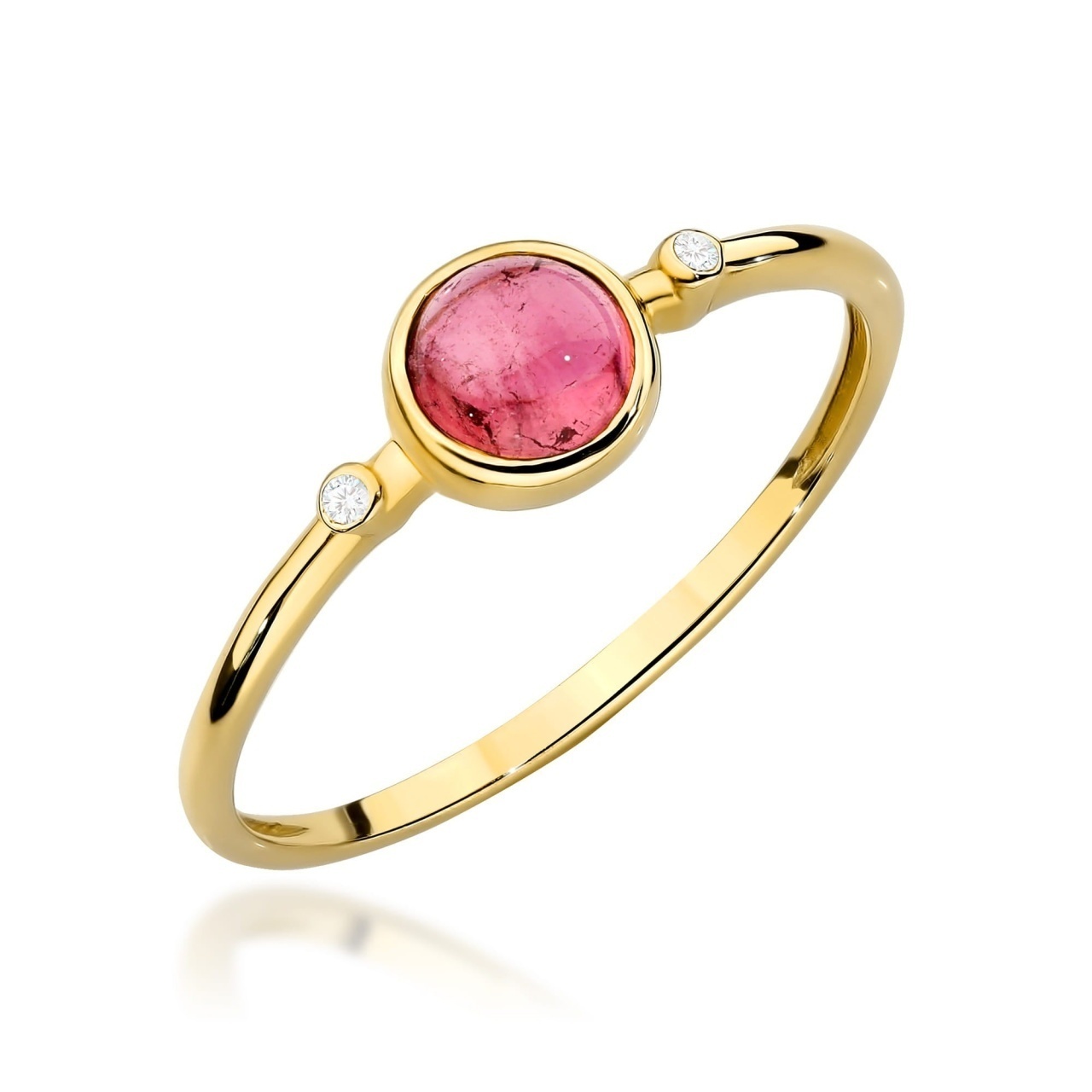 Inel Aur 9K cu Pink Tourmaline 0.60 ct si Diamante Naturale 0.01 ct