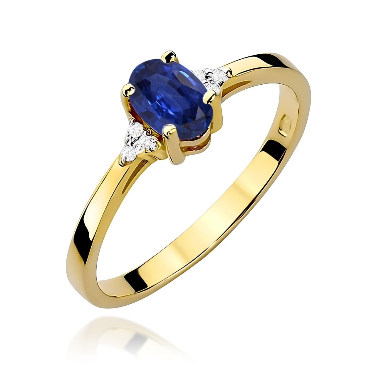 Inel Aur 9K cu Safir 0.70 ct si Diamante Naturale 0.05 ct