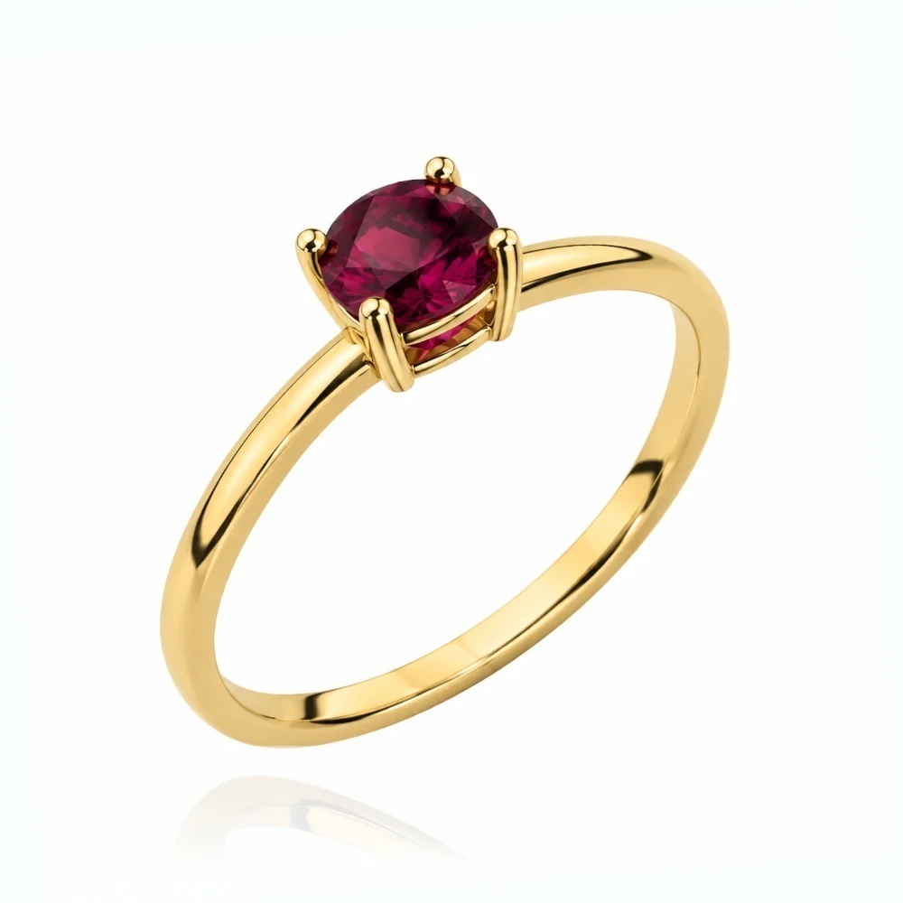 Inel Clasic Din Aur 14K Cu Rodolit Natural