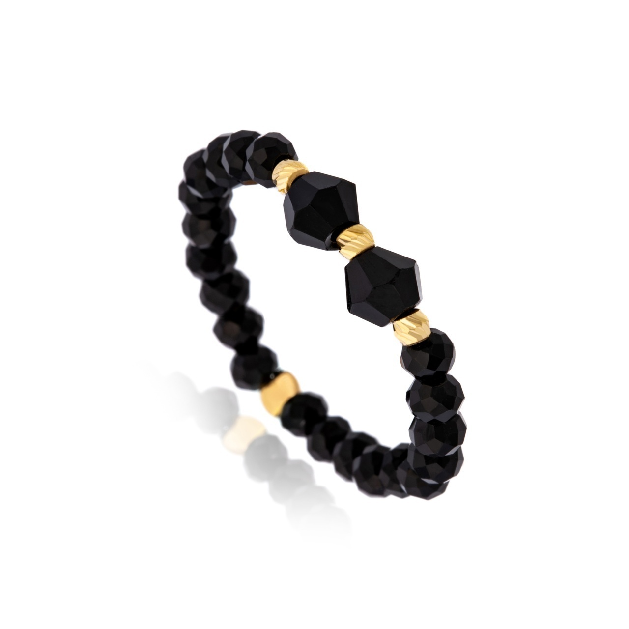 Inel Goldenite cu cristale si 3 bile din Aur 14K