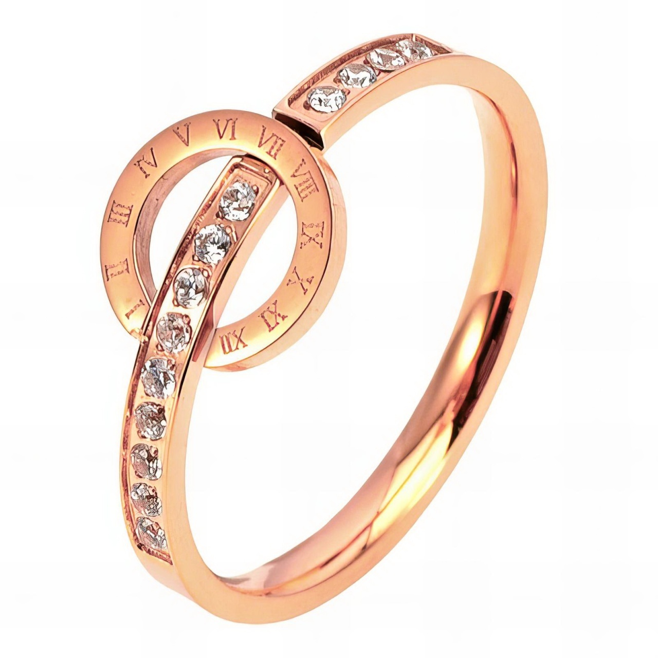 Inel Timeless Crystal din Inox placat cu AUR 18K Roze M8/57