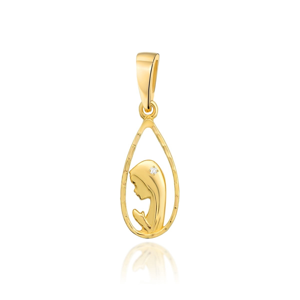 Pandantiv Aur 14K cu Diamant Natural 0.01 ct