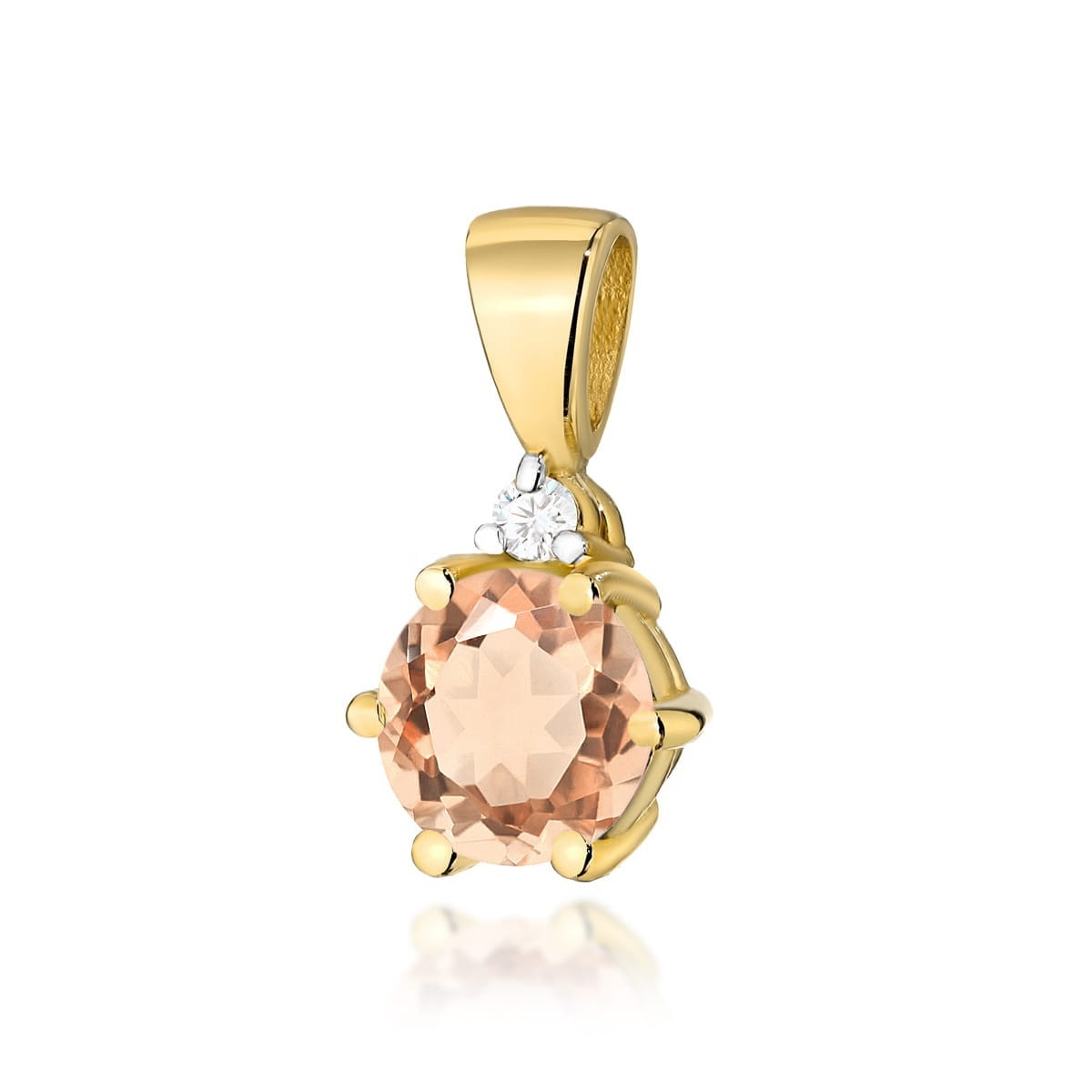 Pandantiv Aur 14K cu Morganit 0.40 ct si Diamant Natural 0.01 ct