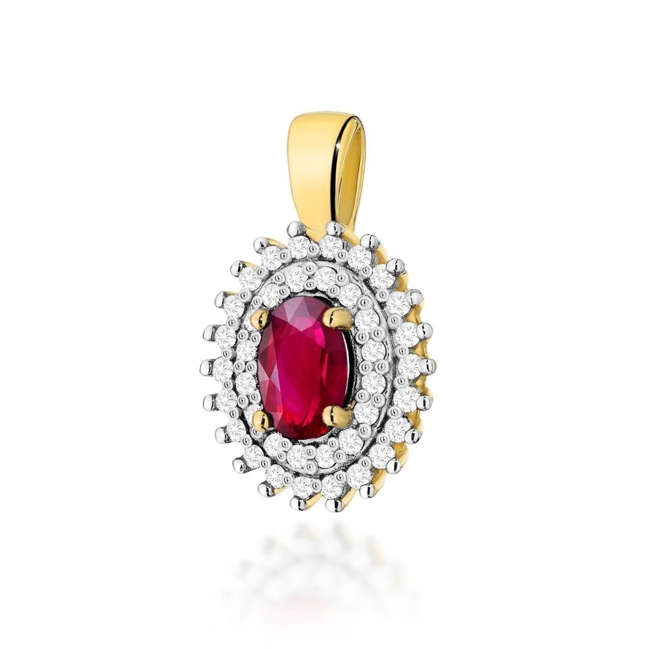 Pandantiv Aur 14K cu Rubin 0.60 ct si Diamante Naturale 0.19 ct