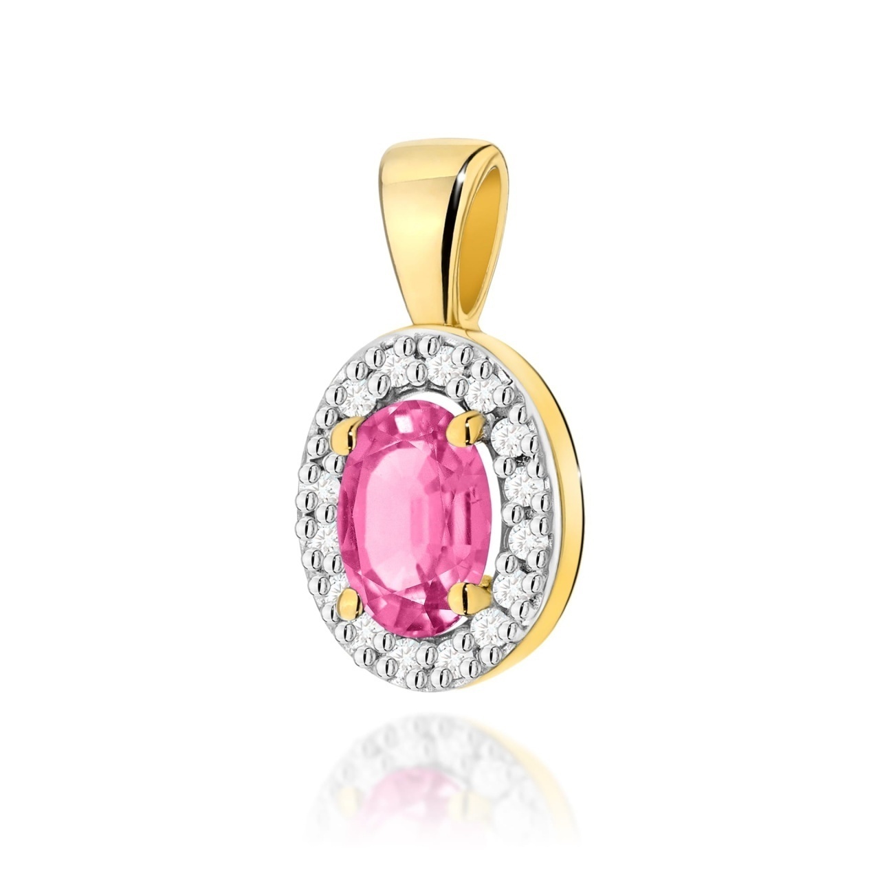 Pandantiv Aur 14K cu Topaz Roz 0.50 ct si Diamante Naturale 0.08 ct