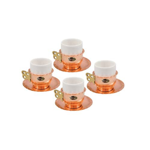 Pachet promo set 4 cesti cupru 50 ml + ibric cafea 380 ml