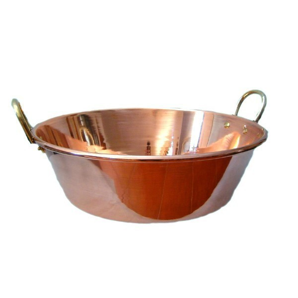 Pachet de toamna ceaun din cupru masiv Ø30cm + cratita din cupru Ø22cm + tigaie cupru, manere din bronz, Ø28cm