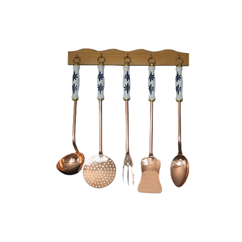 Pachet promo set 5 ustensile de bucatarie + set 6 recipiente de condimente + tigaie din cupru Ø24cm