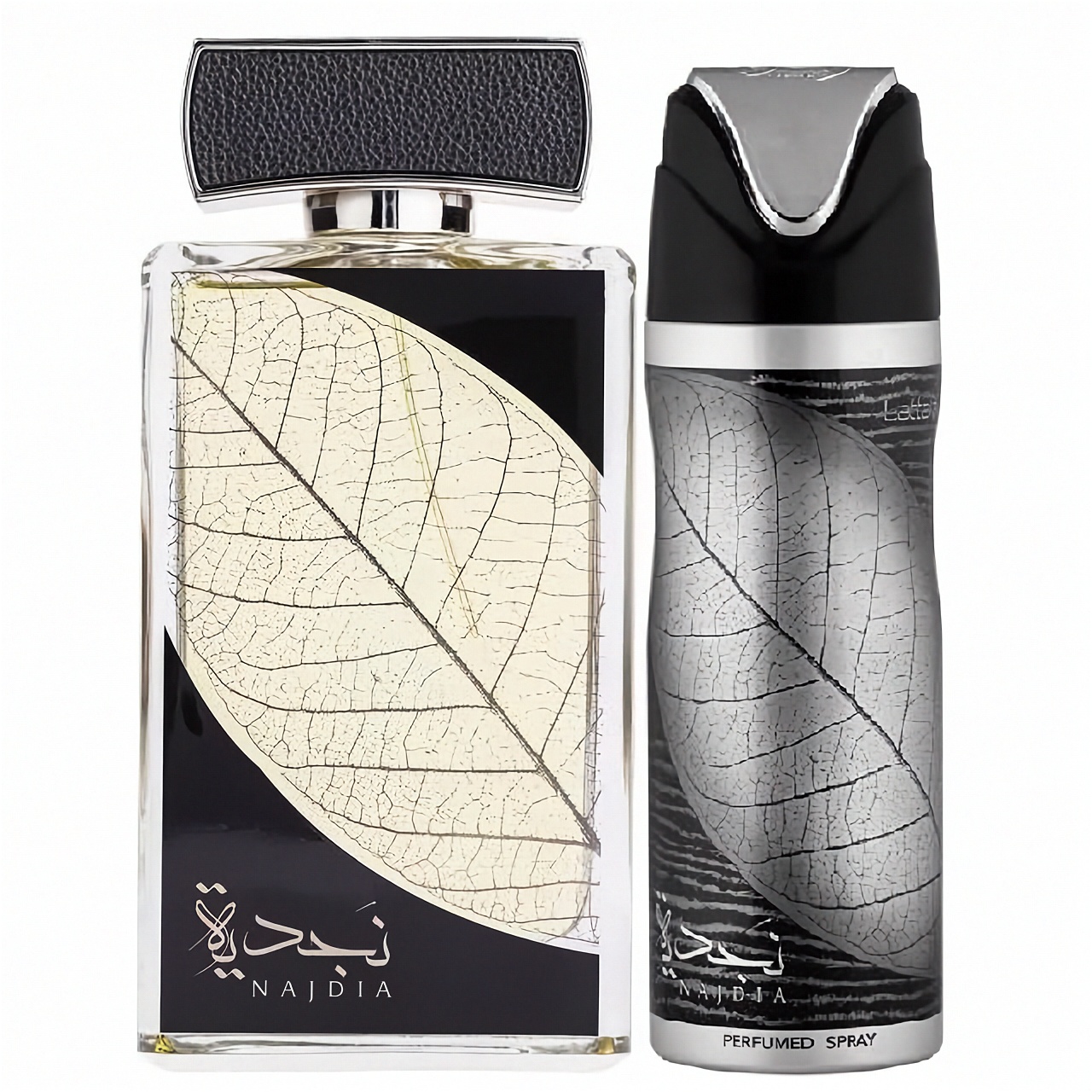 Najdia Silver Lattafa 100 ml, apa de parfum + 50 ml deodorant spray, barbati
