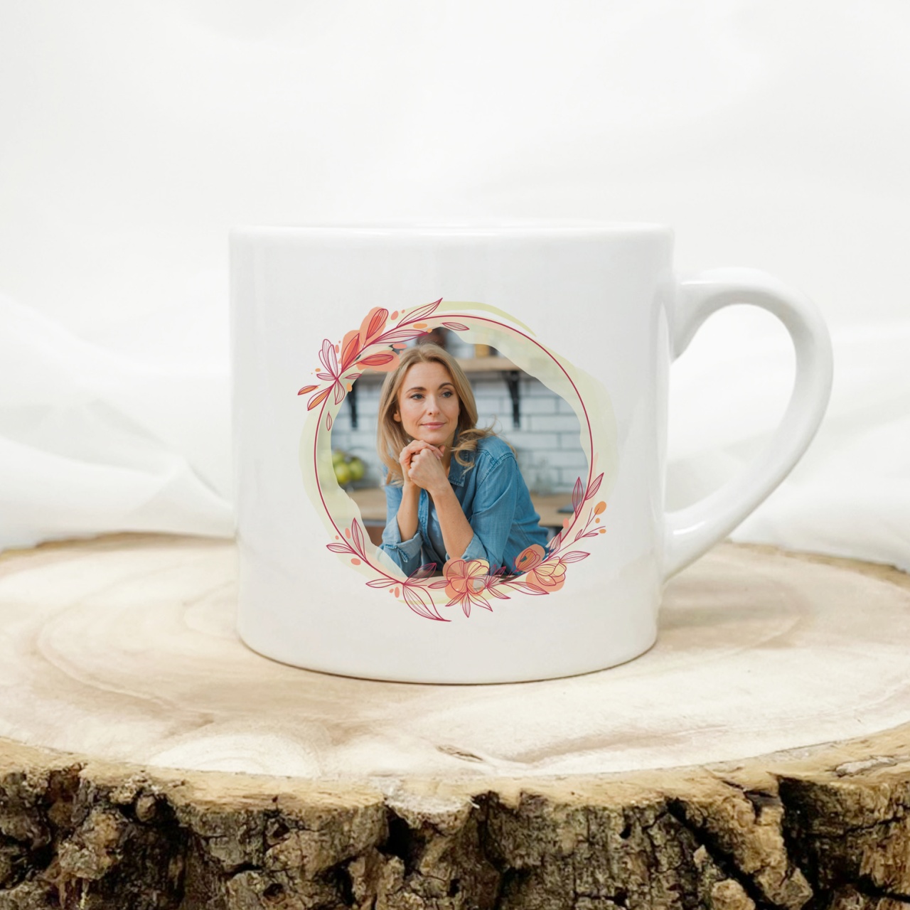 Cana de espresso personalizata cu fotografie rotunda