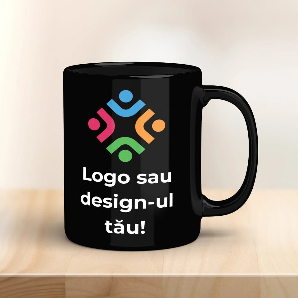 Cana neagra personalizata cu logo