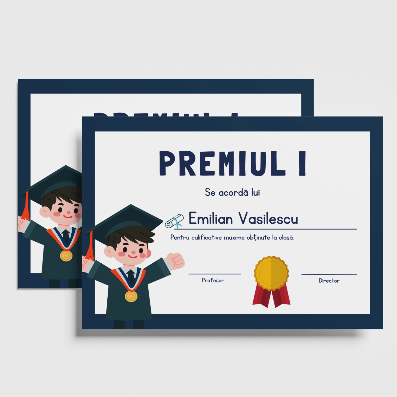 Diploma personalizata pentru sfarsit de an scolar