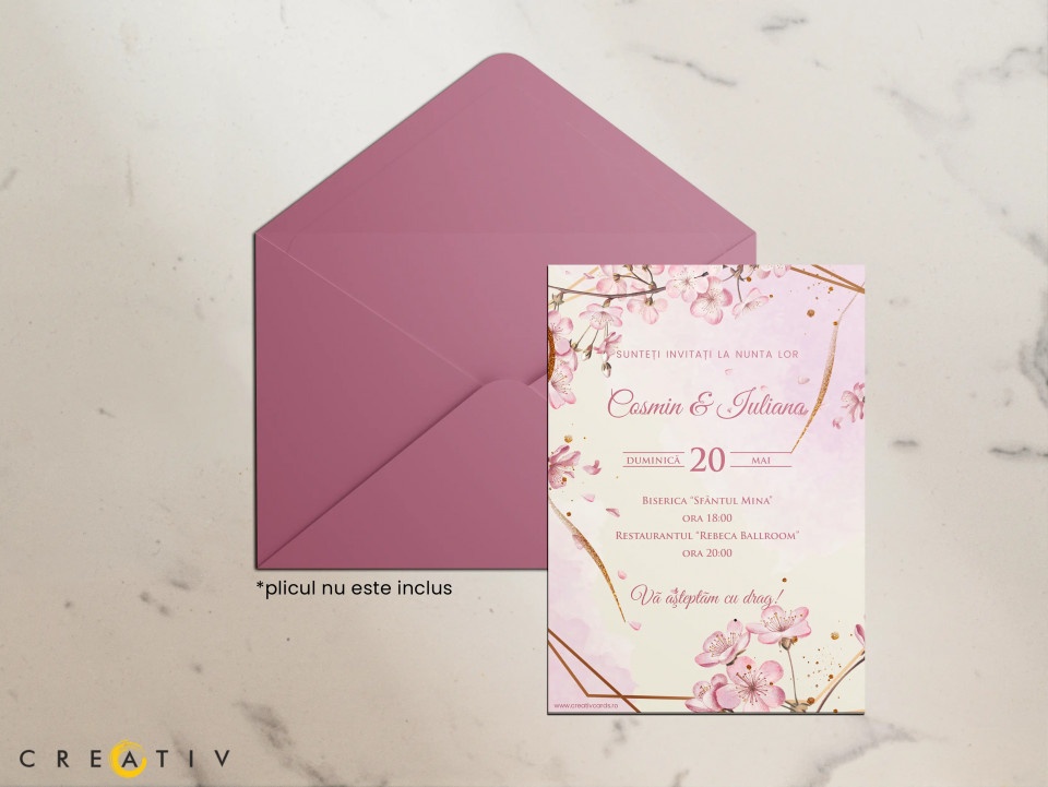 Invitatie de nunta Cherry Flowers