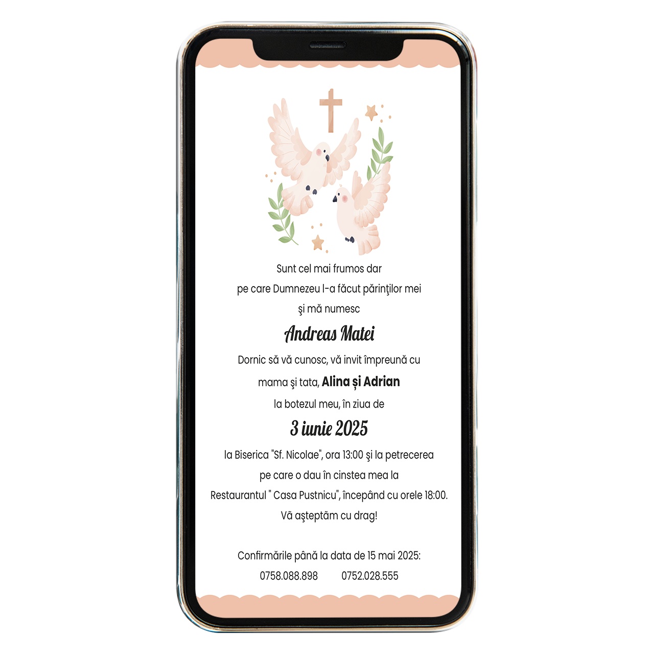 Invitatie digitala de botez Hope 2