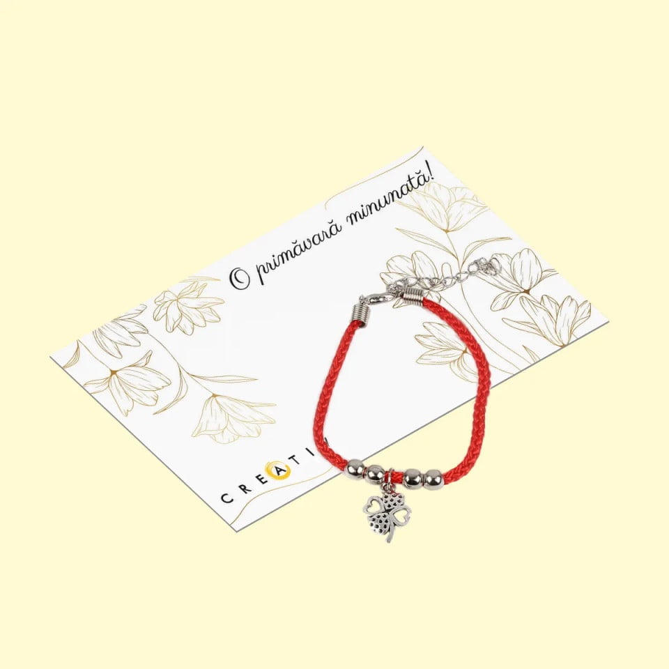 Martisor bratara impletita cu charm