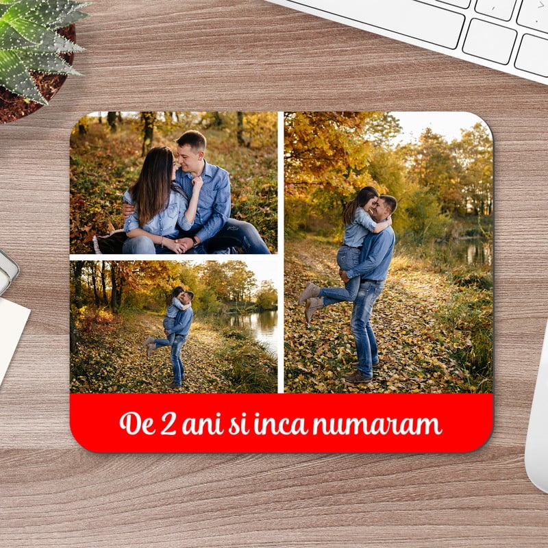 Mousepad personalizat cu trei fotografii si text