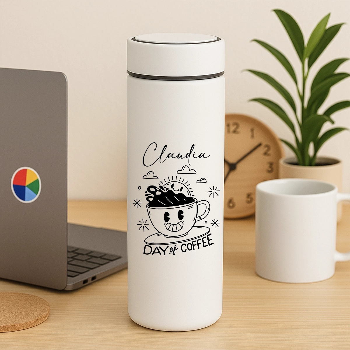 Termos personalizat Day of Coffee, metalic, 500ml