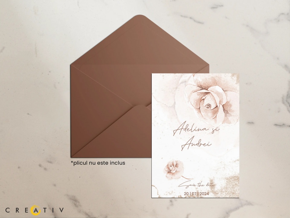 Invitatie de nunta Brown Roses