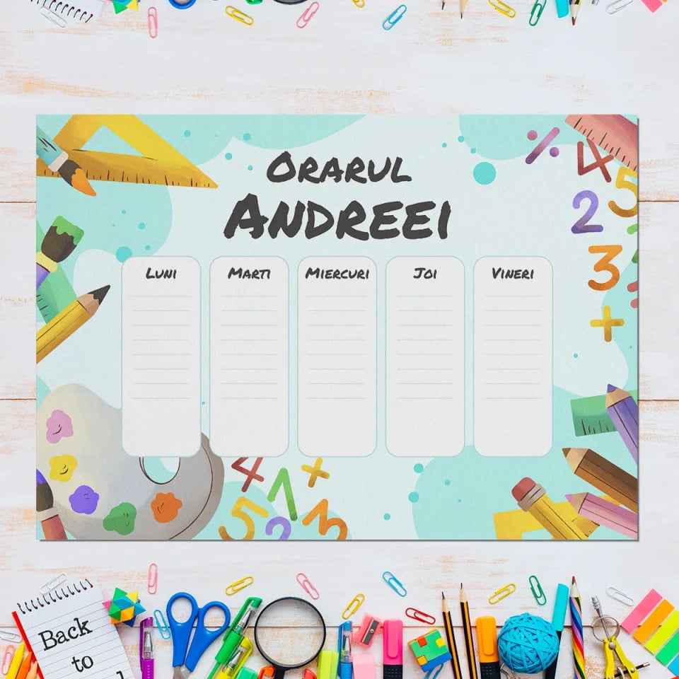 Orar scolar personalizat back to school