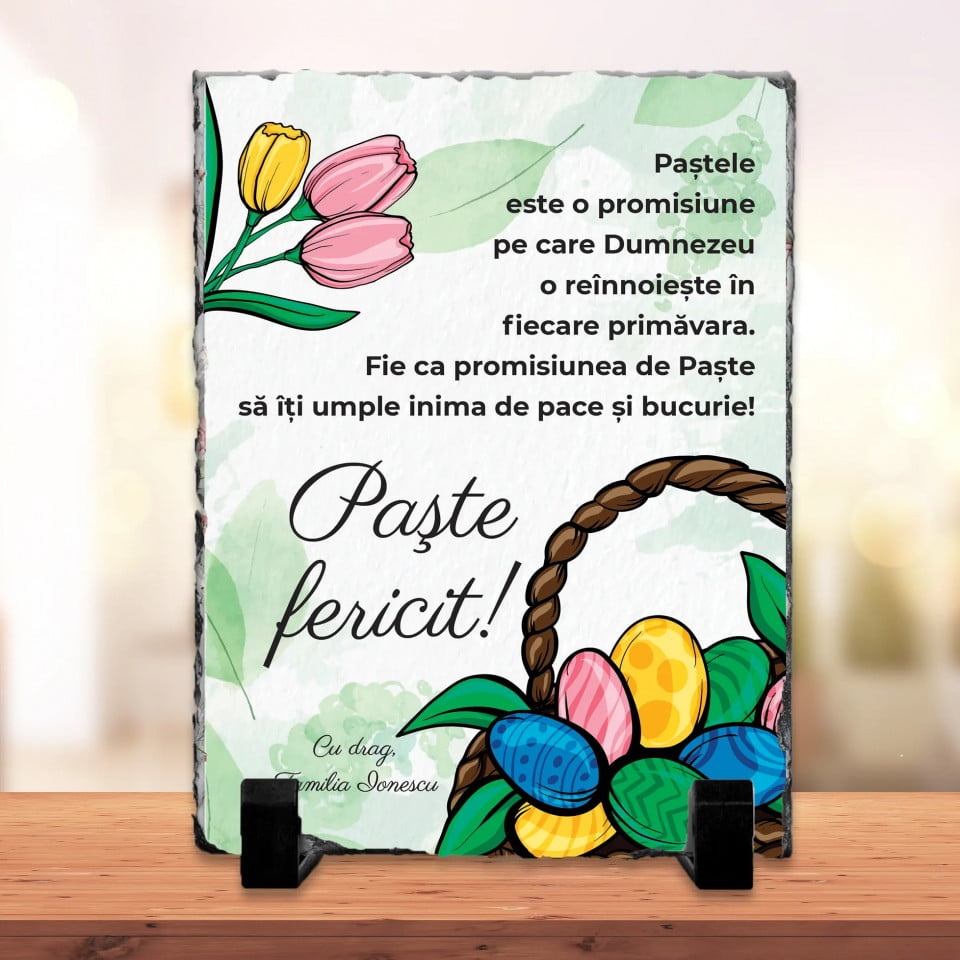 Piatra personalizata cu mesaj de Paste