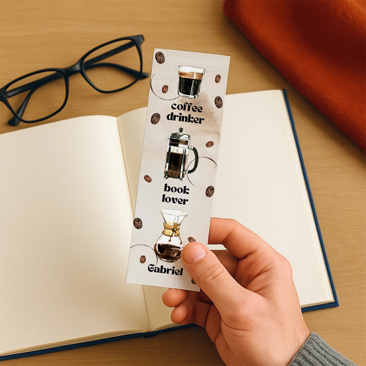 Semn de carte personalizat, model books&coffee