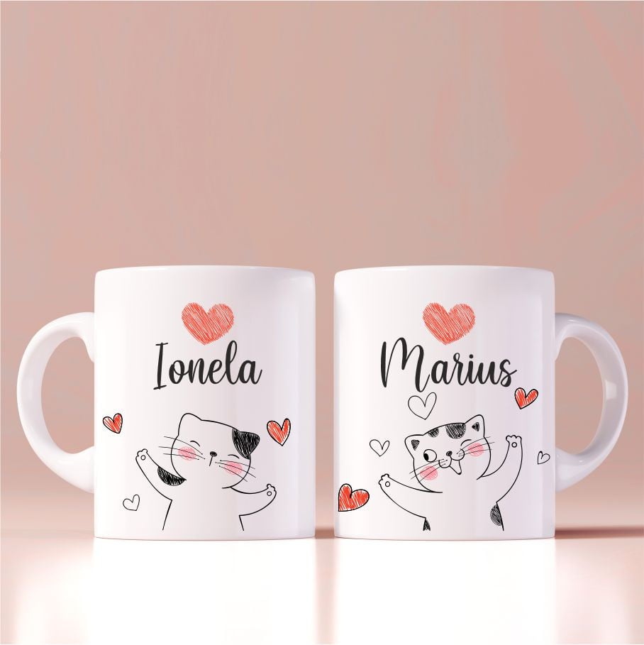 Set de doua cani personalizate pisicute