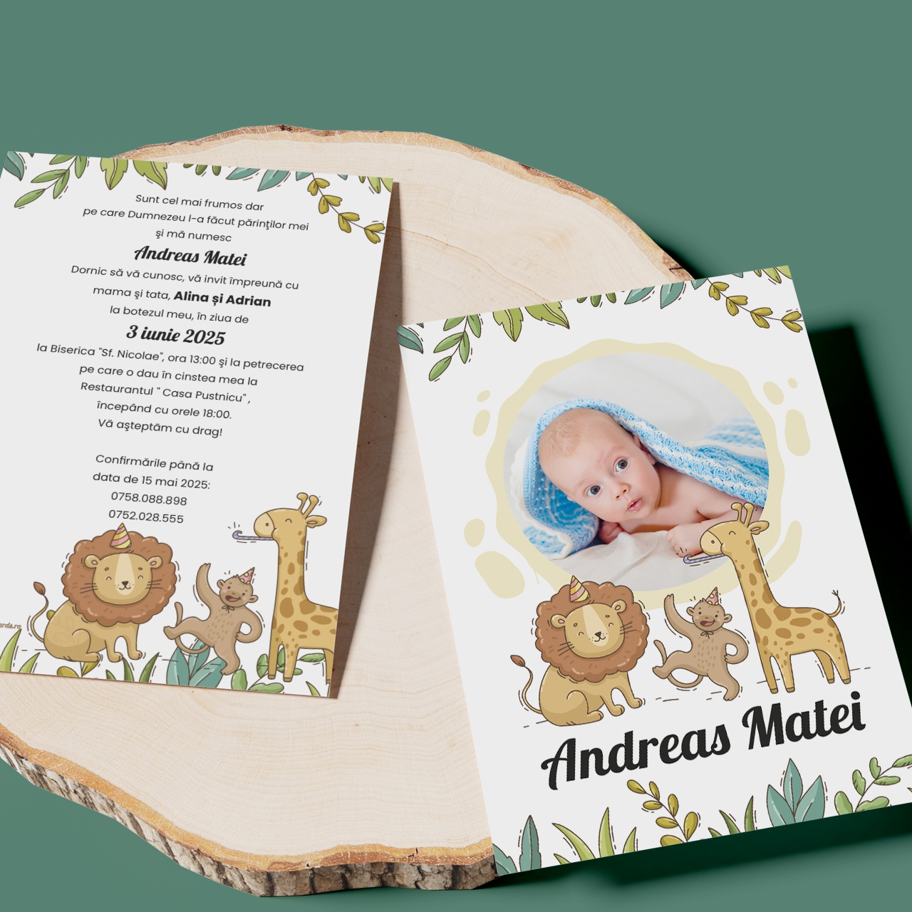 Invitatie de botez cu fotografie Safari