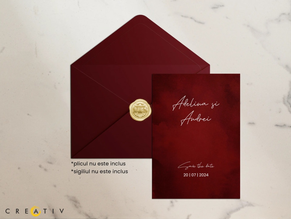 Invitatie de nunta Red Watercolor