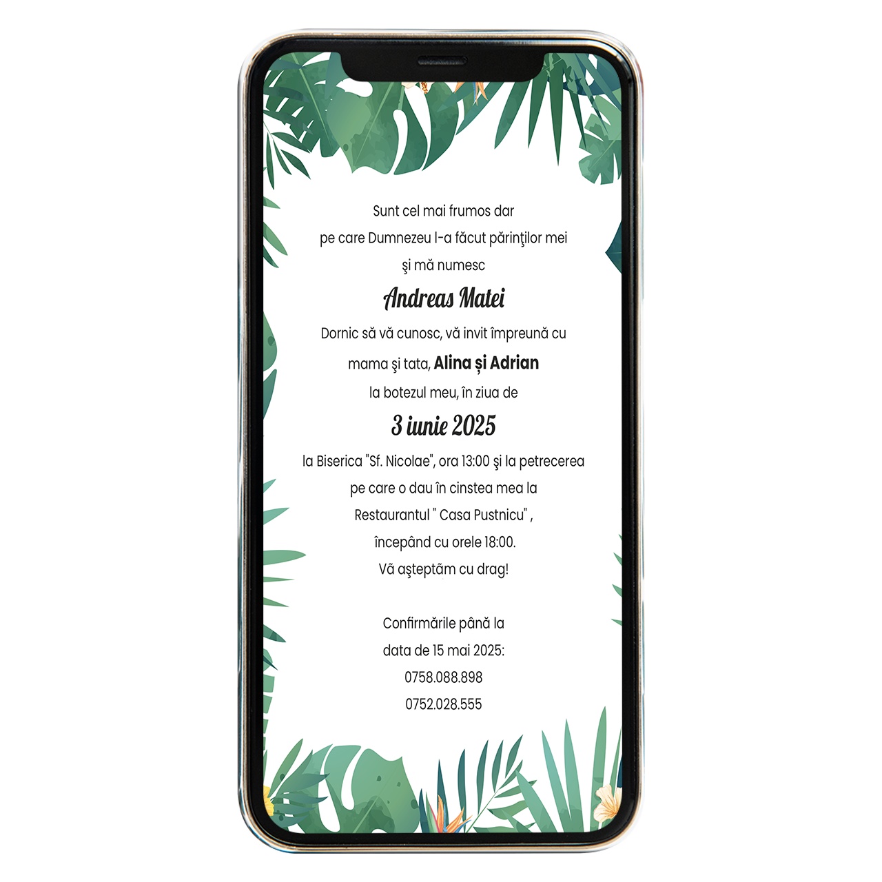 Invitatie digitala de botez jungle 2