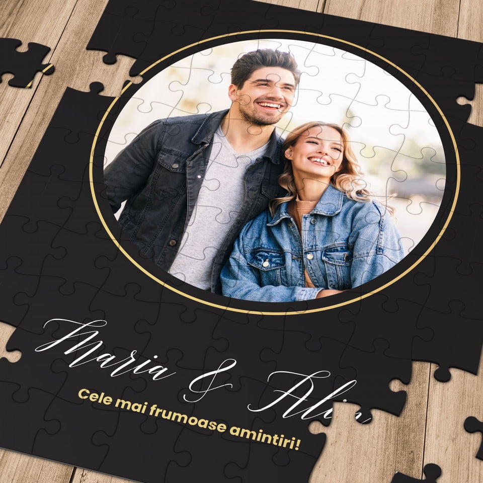 Puzzle personalizat cu o fotografie rotunda si mesaj