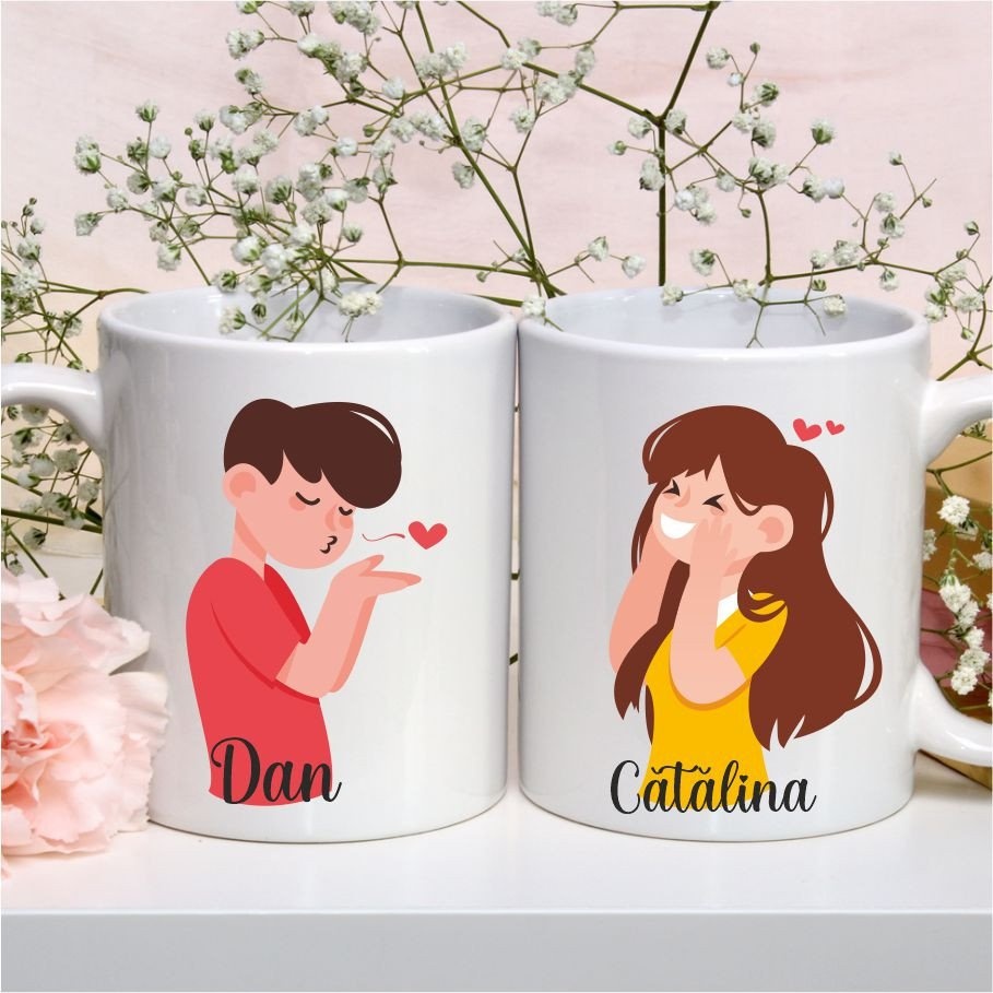 Set de doua cani personalizate cuplu