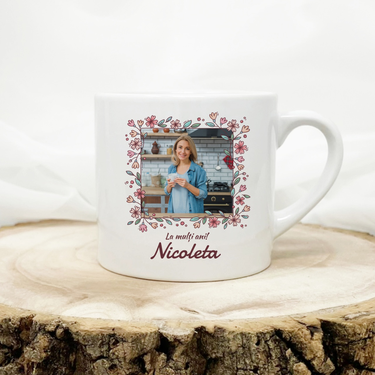 Cana de espresso personalizata cu o fotografie, nume si mesaj