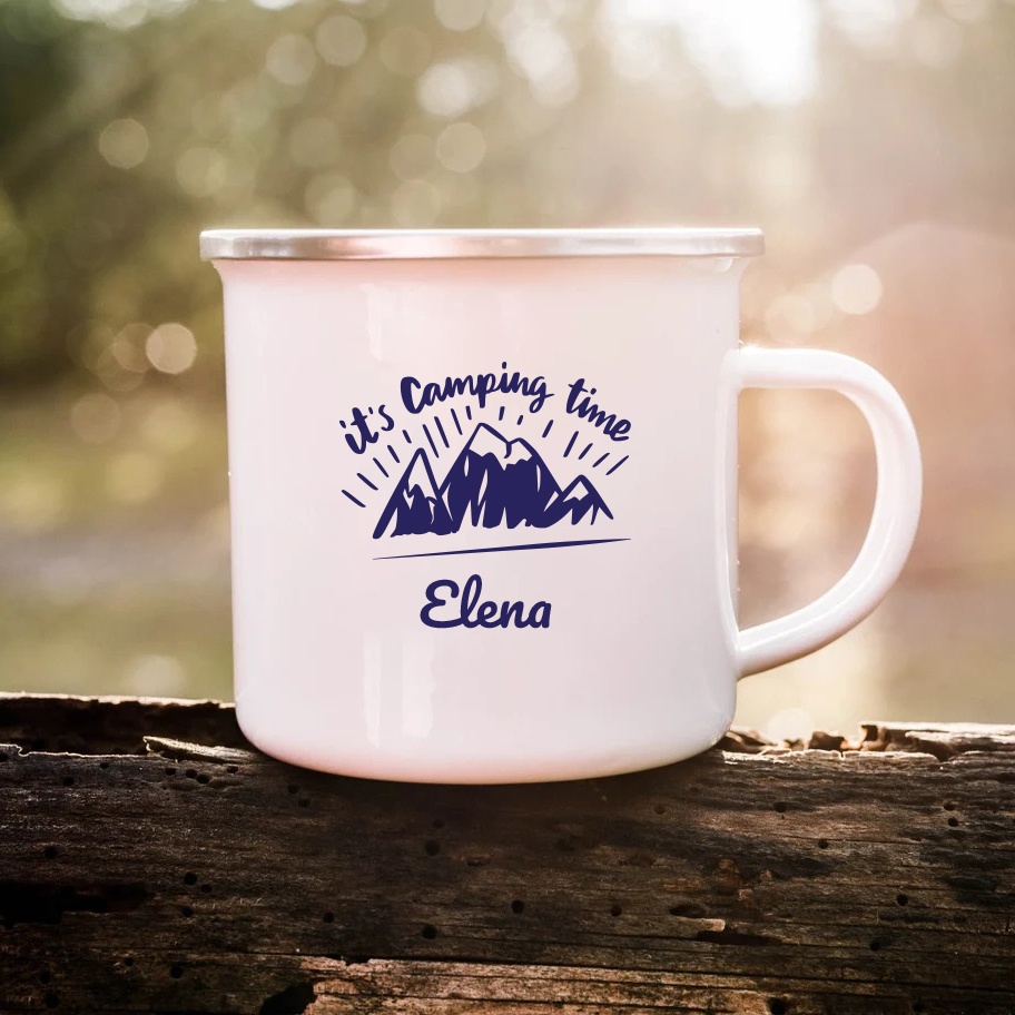 Cana metalica personalizata cu nume - it\'s camping time