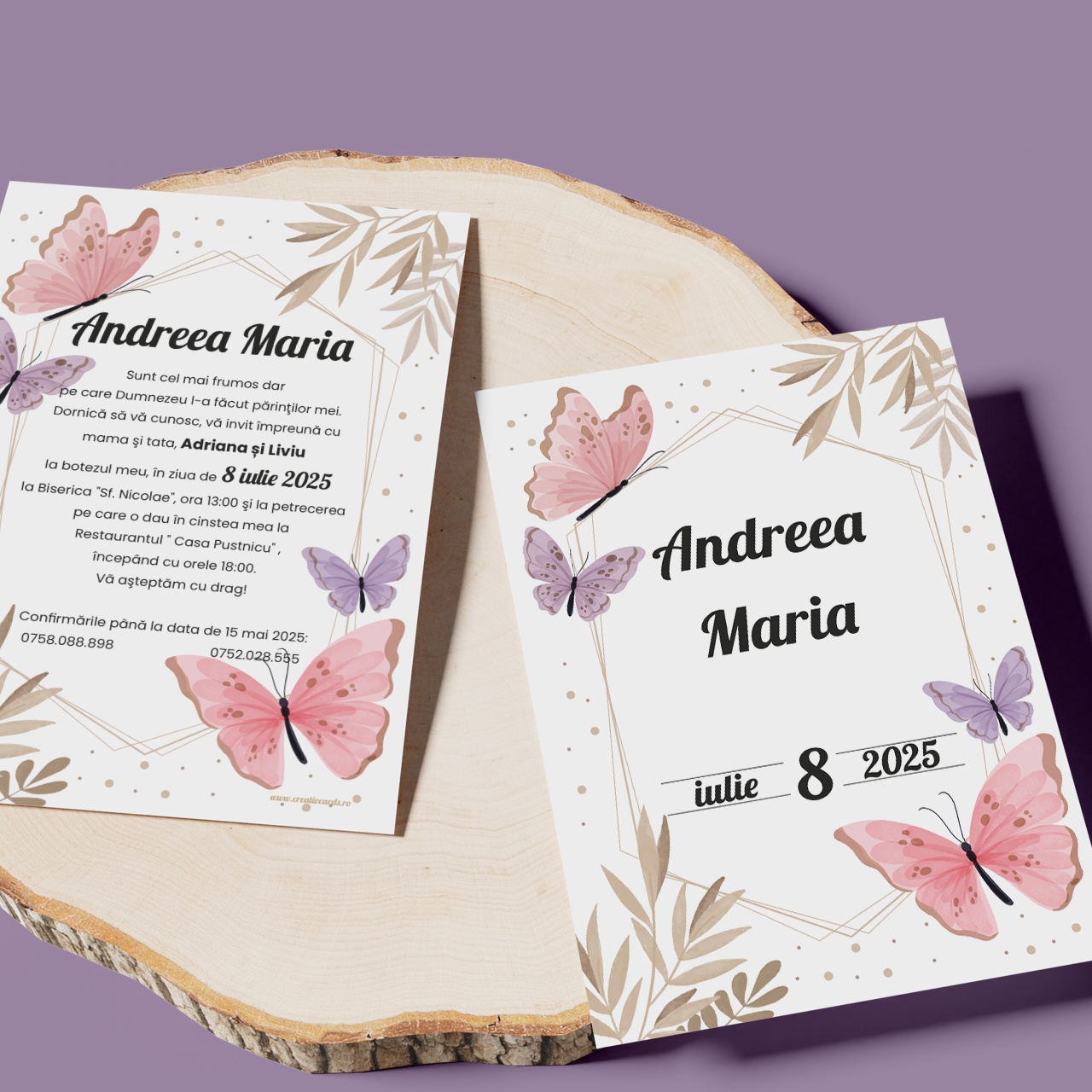 Invitatie de botez butterfly