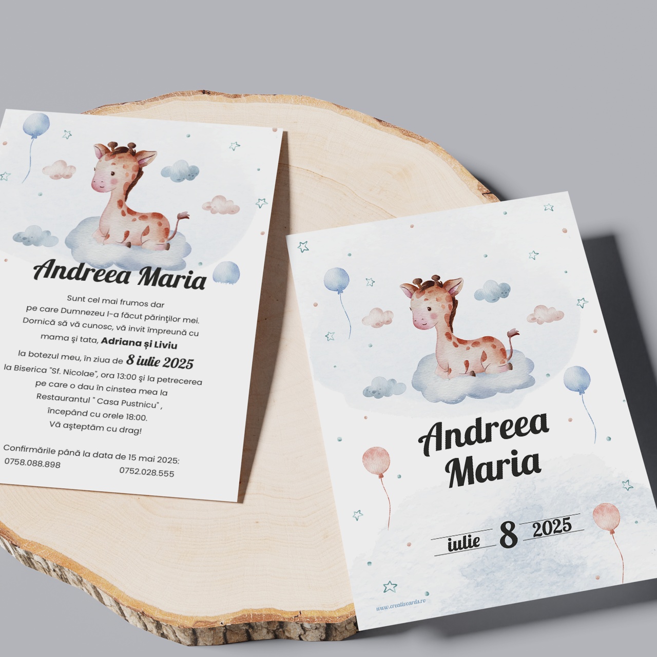 Invitatie de botez girafa