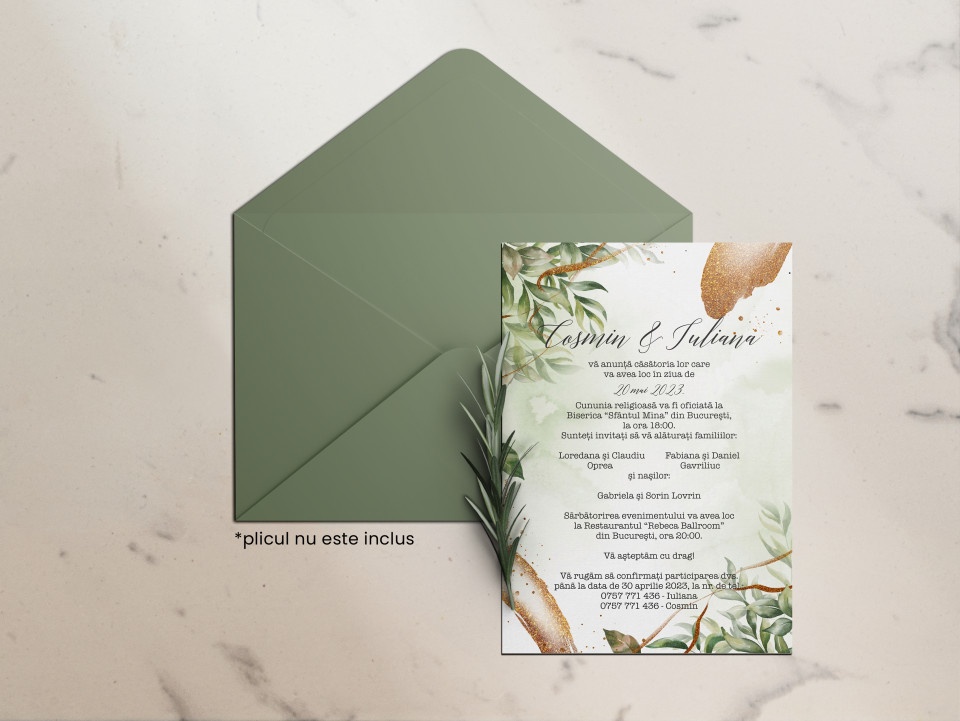 Invitatie de nunta GREEN LEAF